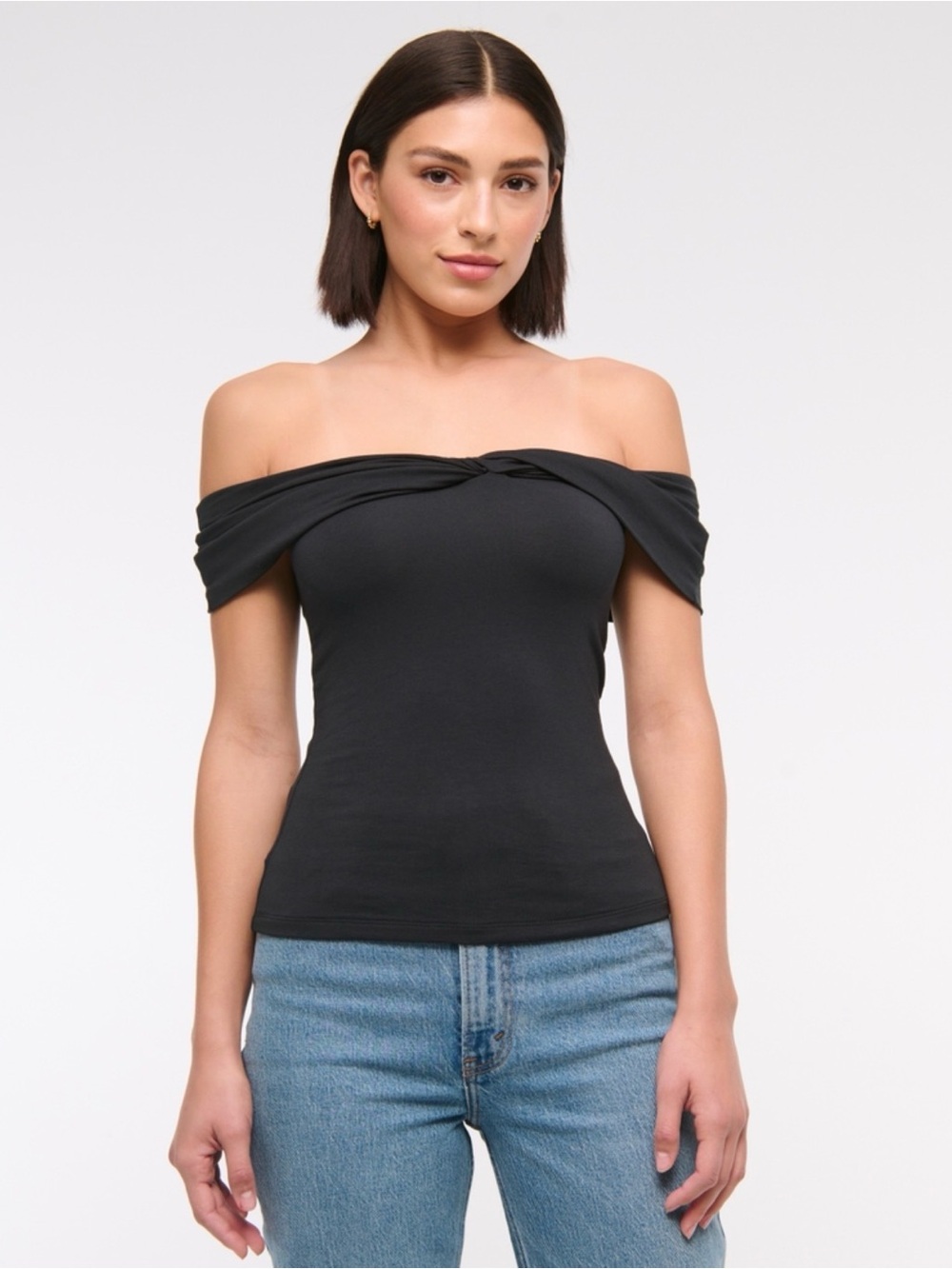 Abercrombie & Fitch Black Off-Shoulder Twist Front Camisole